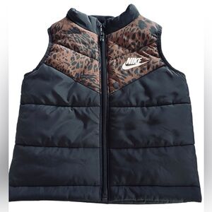 Nike Girls toddler 2T zip vest. Black, Black and brown print yoke. Great cond.